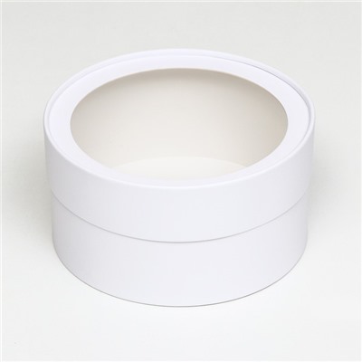 Подарочная коробка круглая «Алмаз» белый, завальцованная с окном, 21×11 см