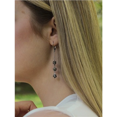 Серьги из серебра с кристаллами Swarovski Серебряная ночь 925 пробы с-2257-6SWр-001SINI