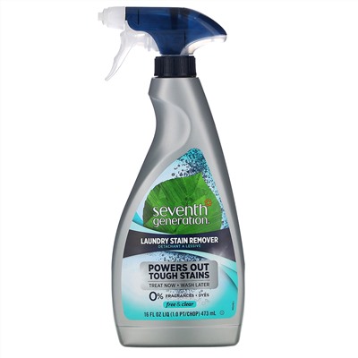 Seventh Generation, Laundry Stain Remover Spray, Free & Clear, 16 fl oz (473 ml)