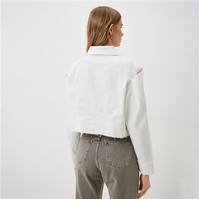 Рубашка женская укороченная с разрезами MIST: Denim, размер 48, белая