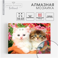 Алмазная мозаика с полным заполнением на холсте «Котята», 22×32 см