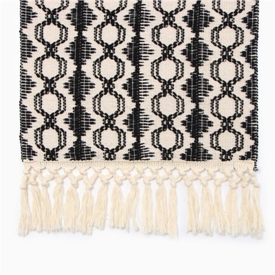 Дорожка на стол Этель 30×180 см, 50% хлопок 50% п/э, бежевая/чёрная