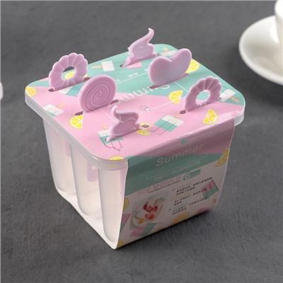 Форма для мороженого «Фигурки», 12.5×11×9 см, 6 ячеек, цвет прозрачный