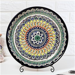 Ляган узбекский Риштанская Керамика «Узоры», d=37 см, синий