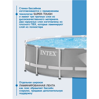 Бассейн каркасный INTEX Prism Frame 26720NP, 427×107 см, фильтр-насос, лестница, тент, подстилка, круглый