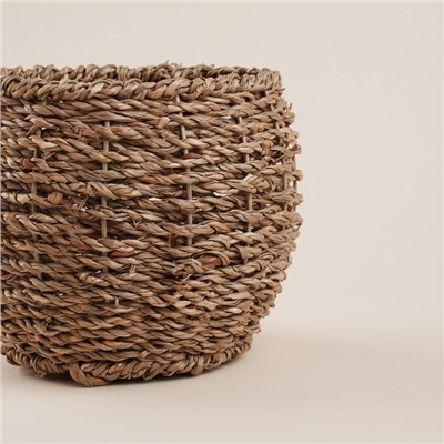 Кашпо SL Home ручного плетения, круглое, солома, 15.5×15.5×12.5 см