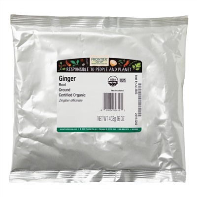 Frontier Natural Products, Органический молотый корень имбиря, 453 г (16 унций)