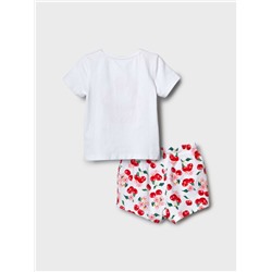 Комплект трикотажный для девочек: фуфайка (футболка), шорты