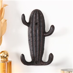 Крючки декоративные чугун «Кактус», ключница настенная, панно, 18×10.5×3.2 см