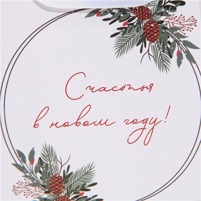 Пакет подарочный новогодний ламинированный квадратный «Зима», 14×14×9 см