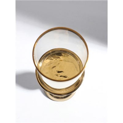 Подсвечник на 1 свечу «Лира», керамика, стекло, d=8 см, золото, 9.3×9.3×34 см