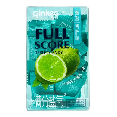 Леденцы (фростиксы) освежающие без сахара со вкусом лайма Full Score Ginkee, Китай, 50 г Акция
