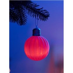 Елочный шар «Малиновый бархат» 8 см, 1 LED, от батареек LR44×3, свечение тёплое белое