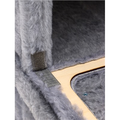 Домик для кошек с когтеточкой, 33×40×103 см, квадратный, ковролин, серый