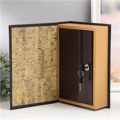 Шкатулка книга - сейф «Корабль и шторм», дерево, искусственная кожа, 27×18×7 см