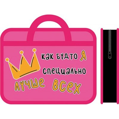 Папка пластиковая А4 на молнии с ручками 33х26х7,5 см ПМ-А4-25 "ЛУЧШЕ ВСЕХ" Пчелка