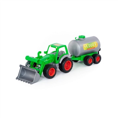 320885 Wader "Фермер-техник", трактор-погрузчик с цистерной (в коробке)