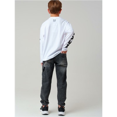 Брюки текстильные джинсовые утепленные флисом для мальчиков