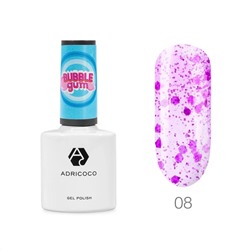 ADRICOCO Гель-лак для ногтей с цветной неоновой слюдой / Bubble Gum №08, взрывная ежевика, 8 мл 22538