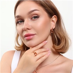 Комплект ювелирной бижутерии коллекция "Дубай" серьги, кулон и кольцо 17 р, покрытие позолота, вставка: фианиты, цвет: шампань, арт.215.391-17