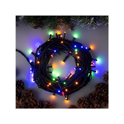 Гирлянда «Нить» 10 м, IP44, УМС, тёмная нить, 72 SMD-LED, свечение мульти, 220 В