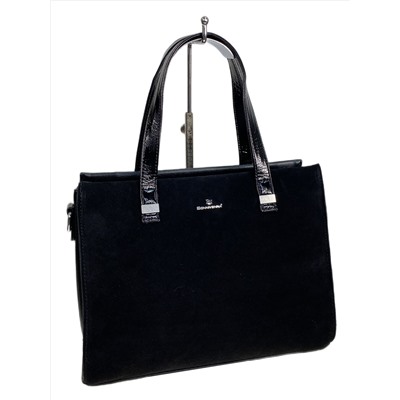 Женская сумка из искусственной кожи и натуральной замши, цвет черный