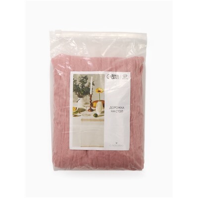 Дорожка на стол «Этель», розовая, 90×300 см