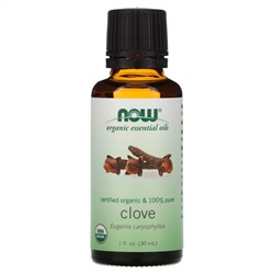 Now Foods, Органические эфирные масла, гвоздика, 1 жидк. унц. (30 мл)
