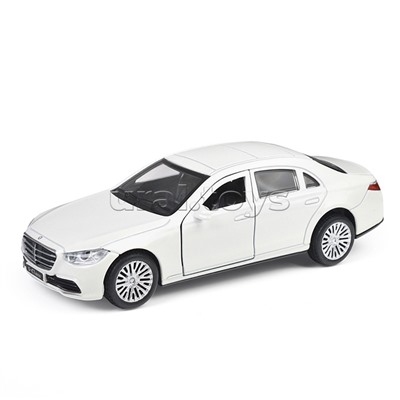 Машина металл Mercedes-Benz S-Class V223 12 см, (двери, багаж,белый) инерц., в коробке
