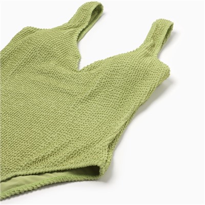 Купальник женский слитный фактурный MINAKU, размер 42, зелёный