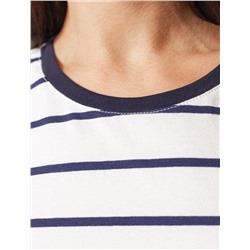 Базовая футболка в полоску полуприлегающая из премиального хлопка с эластаном