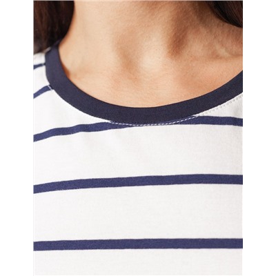 Базовая футболка в полоску полуприлегающая из премиального хлопка с эластаном