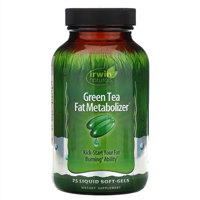 Irwin Naturals, Зеленый Чай, Метаболайзер Жиров 75 жидких гелевых капсул