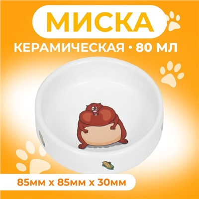 Миска для грызунов «Кукуруза», 80 мл 8.5×3 см, керамика