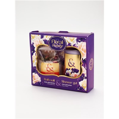 УЦЕНКА Набор гель для душа, 295 мл, роза и ирис; соль для ванны с бутонами роз, URAL LAB