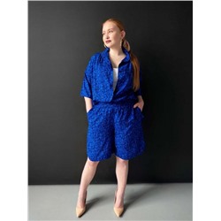 Костюм штапель рубашка _ шорты 1252 (Леопард синий)