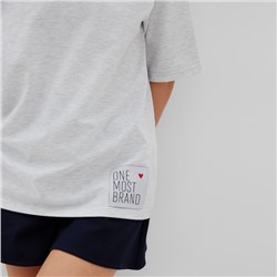 Футболка оверсайз с нашивкой женская MINAKU: One Most Brand, серая меланж, размер 44