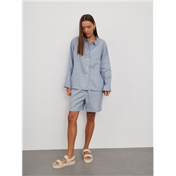 Рубашка короткая  S021_BBMNG/Бежево-голубой меланж