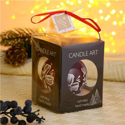 Ёлочный шар d=8 см «Белые незабудки» ручная роспись, бордово-белый