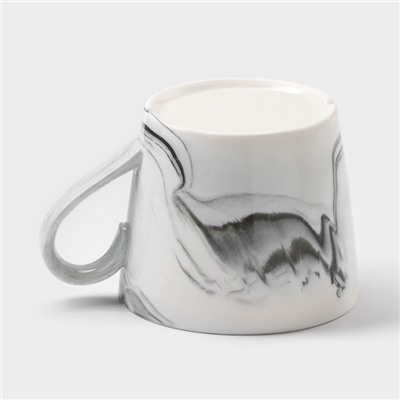 Набор кружек на металлической подставке «Мрамор», 6 предметов: 390 мл, керамика, серый