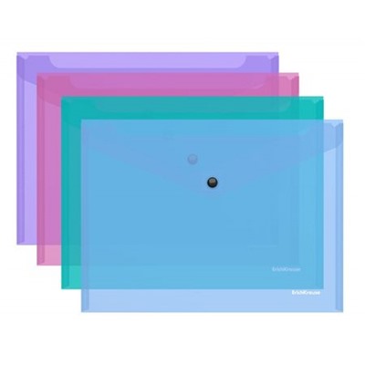 Папка с кнопкой  B5 180мкм 47120 Glossy Vivid полупрозрачная ассорти ErichKrause