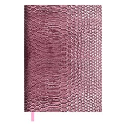 Ежедневник недатированный Escalada, А6+, 160 л., Анаконда металлик розовая