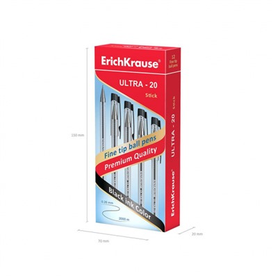 Ручка шариковая L-20 ULTRA черная 0.7мм 13876 ErichKrause