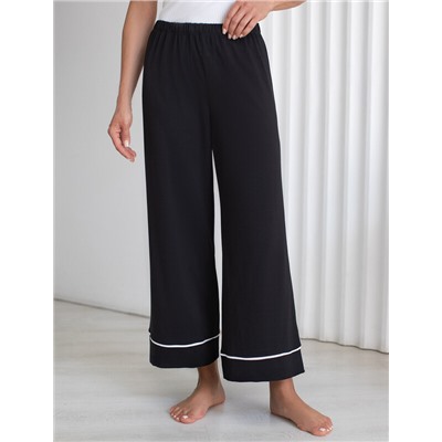 Укороченные брюки из эластичного хлопка с контрастным кантом