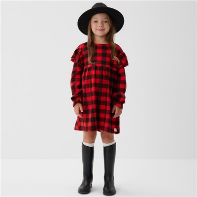 Платье детское с рюшами KAFTAN «Клеточка» размер 34 (122-128)