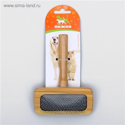 Пуходерка в деревянном корпусе, с каплями, 8.5×13 см