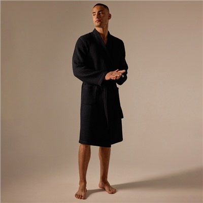 Халат вафельный мужской SL HOME: Boho «Дарк Маре», размер M, хлопок 100%, чёрный