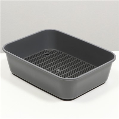 Туалет для кошек «Сима» FIX, 29×38×10.5 см, с сеткой, пластик, серый