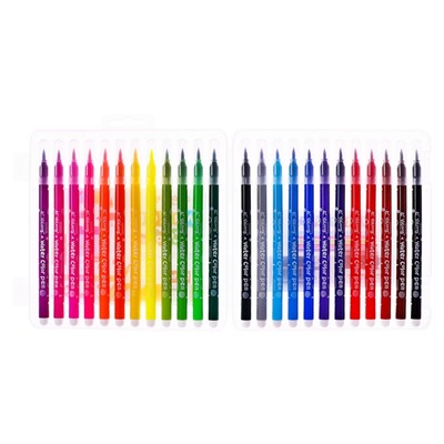 Набор акварельных маркеров 24 с наконечником кистью в пластиковом пенале