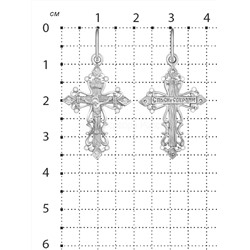 Крест из серебра с фианитами родированный - 3,6 см 925 пробы 3-451р